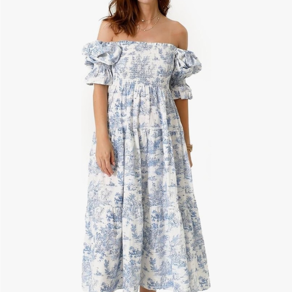 Nothing Fits But Kiki Blue Toile Maternity Dress size M
